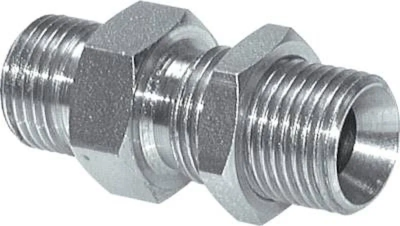 Schottdoppelnippel aus Edelstahl 1.4436, Zollgewinde, 60° Universaldichtkegel, bis 475 bar, alle Größen