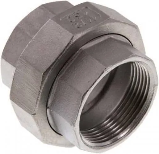 Verschraubung aus Edelstahl 1.4408, beidseitig Innengewinde, flach dichtend, bis 16 bar, alle Größen