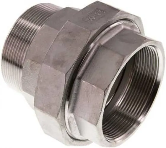 Verschraubung aus Edelstahl 1.4408, Innengewinde und Außengewinde, konisch dichtend, bis 16 bar, auch NPT-Gewinde, alle Größen