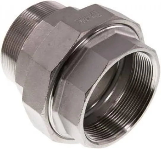 Verschraubung aus Edelstahl 1.4408, Innengewinde und Außengewinde, flach dichtend, bis 16 bar, alle Größen