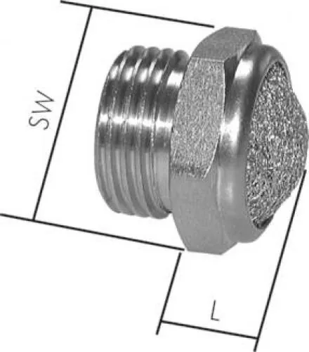 Schalldämpfer – Edelstahl 1.4305 mit Edelstahl-Drahtgewebe, optional NPT-Gewinde, geräuscharm, alle Größen