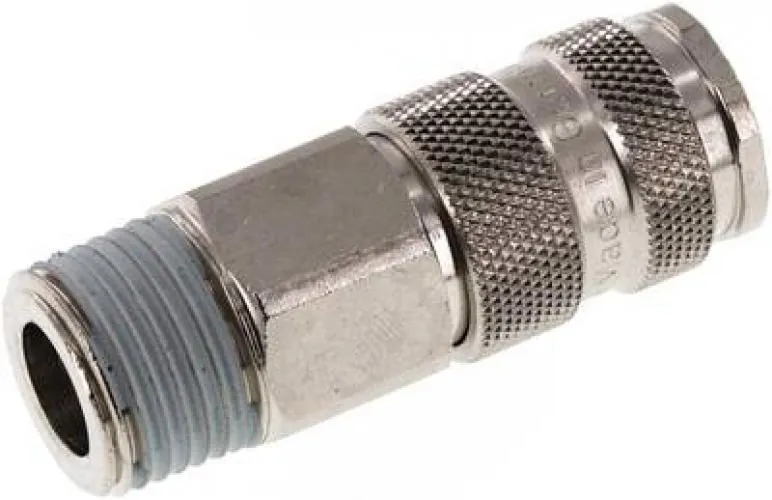 Kupplungsdosen mit Außengewinde, NW 7,2, Stahl gehärtet / Messing vernickelt, verschiedene Größen