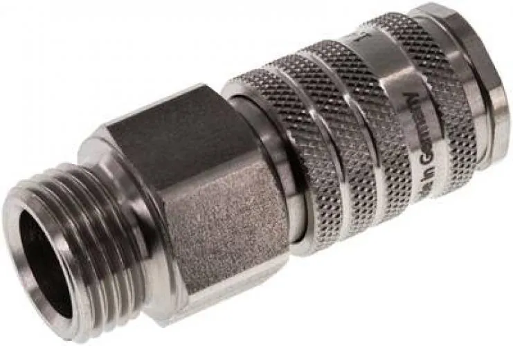 Kupplungsdosen mit Außengewinde, NW 7,2, Edelstahl 1.4305, verschiedene Größen