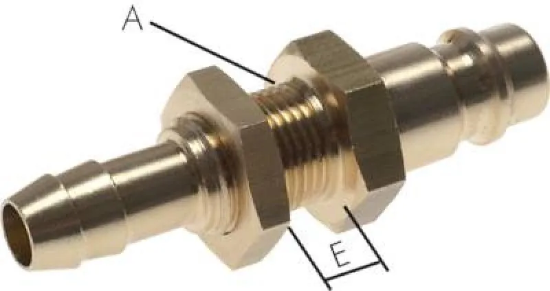Kupplungsstecker NW 7,2 mit Schlauchtülle & Schottgewinde – Messing (alle Größen)