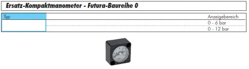 Aventics Ersatz-Kompaktmanometer Serie Futura, Baureihe 0, passgenau