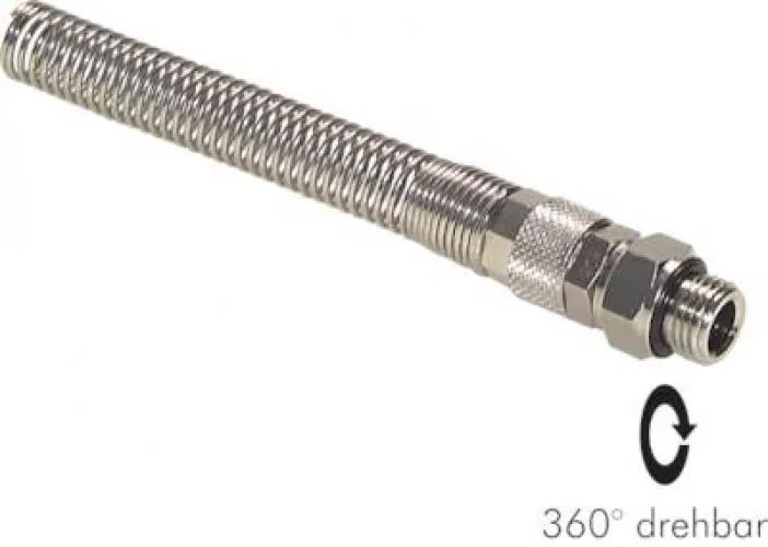 Gerade Drehverschraubungen zylindrisches Gewinde mit Knickschutzspiralen 360° drehbar Messing vernickelt, alle Größen von www.pneumatikshop-online.de