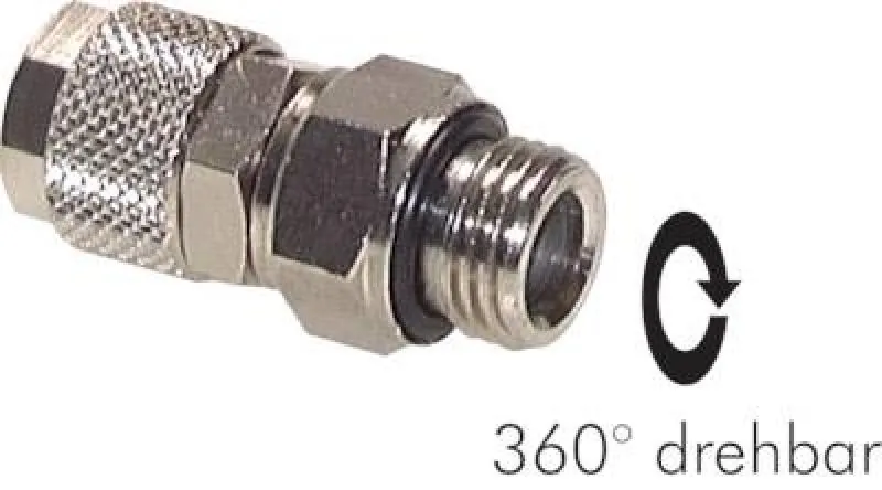 Gerade Drehverschraubungen zylindrisches Gewinde 360° drehbar Messing vernickelt, alle Größen von www.pneumatikshop-online.de