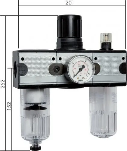 Detailansicht Aventics Wartungseinheit Multifix Baureihe 2 3-teilig 5800 l/min