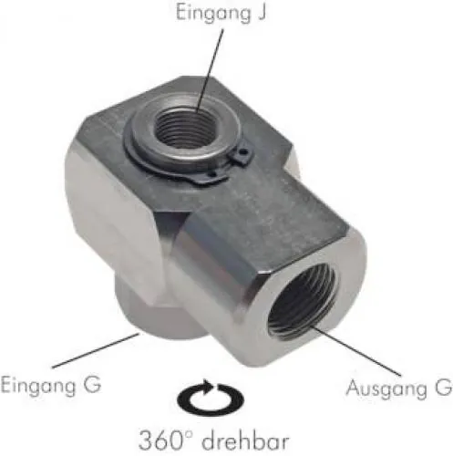 Drehdurchführung 1-fach Messing vernickelt für 550 min-1 gleitgelagert