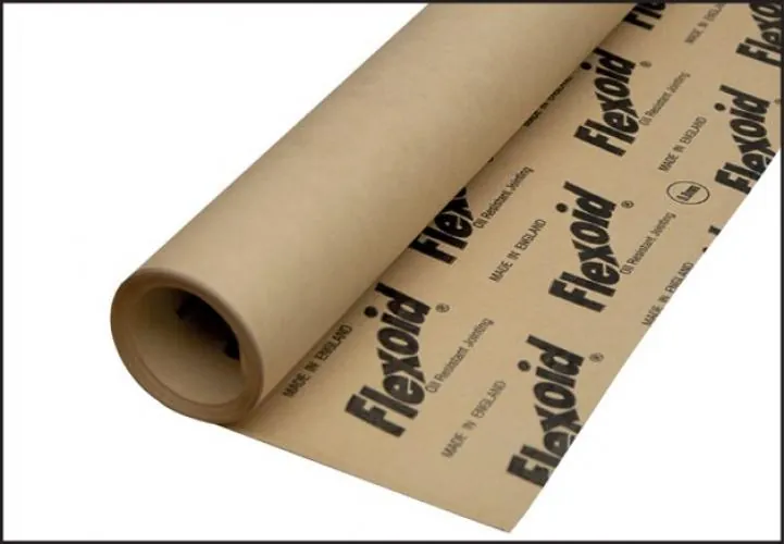 Eine Rolle FLEXOID® Dichtungspapier des Materials, um die verschiedenen Größen zu zeigen