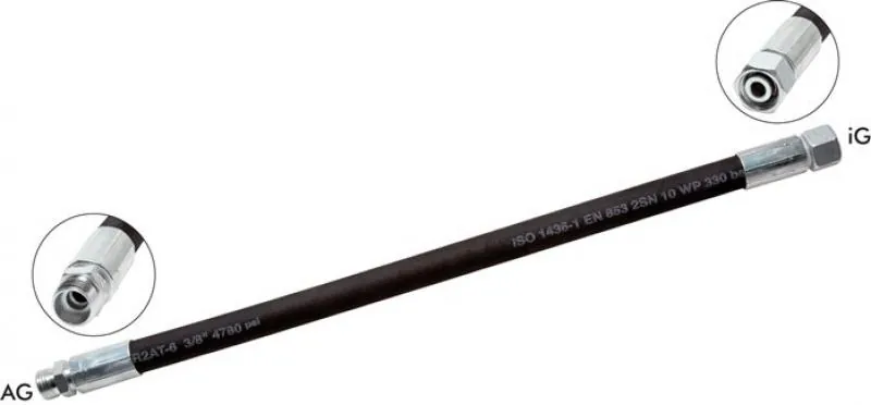 Konfektionierter Hochdruckschlauch 2 Stahlgeflechte Innen-/Außengewinde