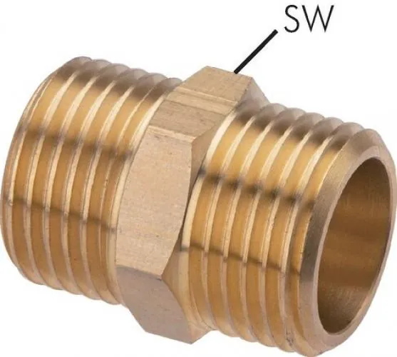 Doppelnippel Messing Rotguss zylindrisches Gewinde flach dichtend