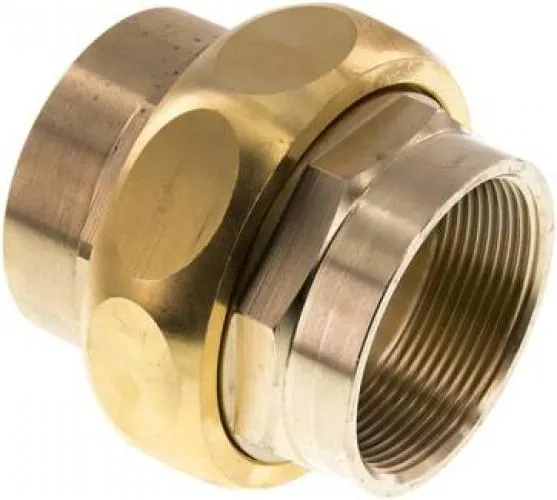 Verschraubung Messing blank beidseitig Innengewinde flach dichtend