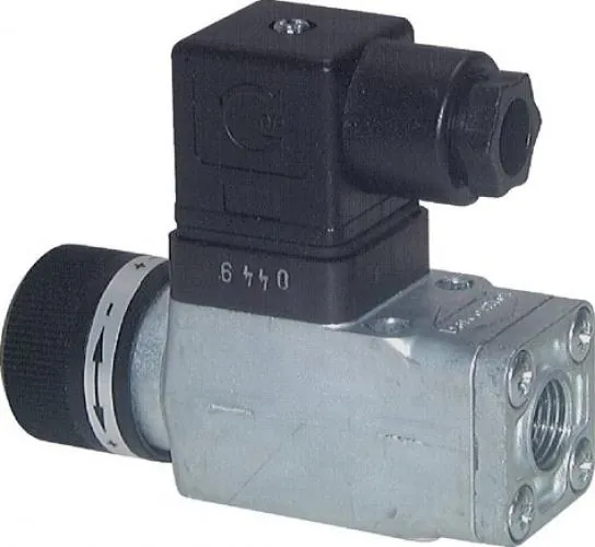 Hydraulik-Druckschalter Typ Gewindeanschluss aus Stahl mit großer, gerändelter Einstellmutter und gut sichtbarer Skala