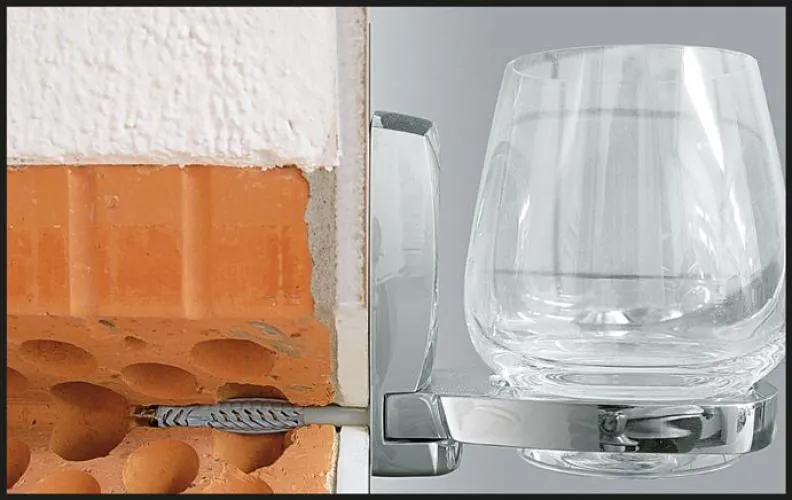 Technisches Schnittbild: Darstellung der Spreizfunktion des fischer® UX-Dübels in einer Betonwand