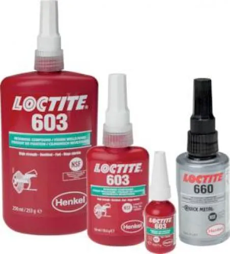 Übersichtsbild, das die verschiedenen LOCTITE® Produkte (Flaschen/Tuben) zeigt