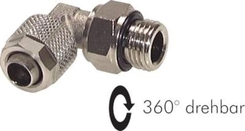 Winkel-Drehverschraubungen zylindrisches Gewinde 360° drehbar Messing vernickelt, alle Größen von www.pneumatikshop-online.de