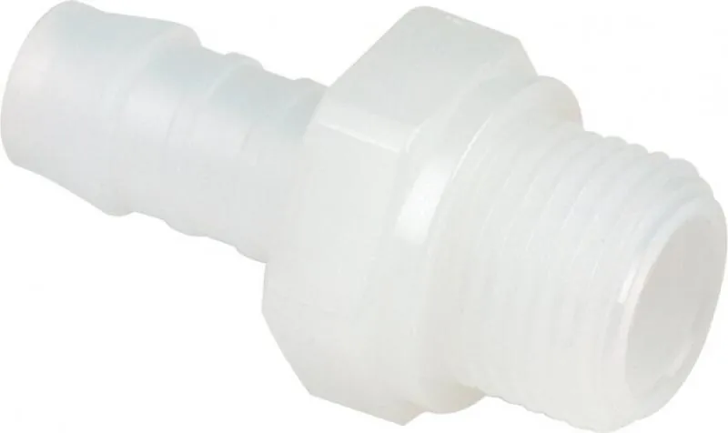 Weiße (naturfarbene) Gewindetülle aus PVDF mit zylindrischem Gewinde bis 10 bar