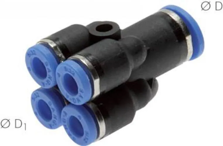 Mehrfachverteiler mit 4 Abgängen,IQS, Standard, alle Größen von www.pneumatikshop-online.de