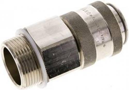 Kupplungsdosen mit Außengewinde, NW 19, Messing vernickelt, alle Größen