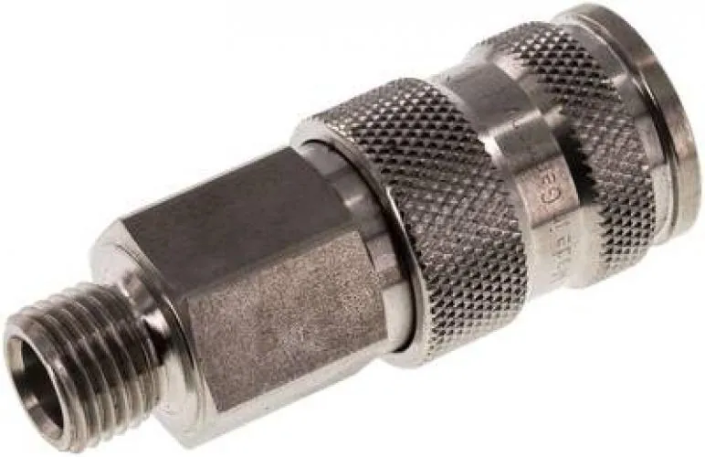 Kupplungsdosen mit Außengewinde, Kugelverriegelung, NW 7,2, Edelstahl 1.4404, alle Größen von www.pneumatikshop-online.de