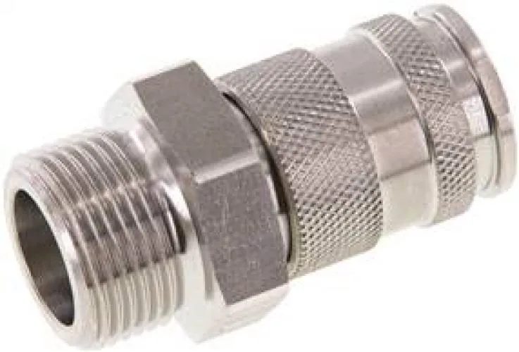 Kupplungsdosen mit Außengewinde, NW 10, Edelstahl 1.4305, verschiedene Größen