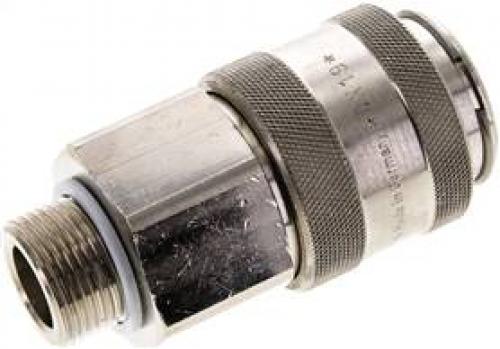 Kupplungsdosen mit Außengewinde, NW 19, Messing vernickelt, alle Größen