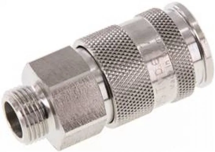 Kupplungsdosen mit Außengewinde, NW 10, Edelstahl 1.4404, verschiedene Größen