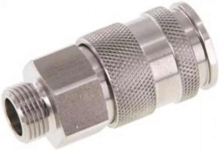 Kupplungsdosen mit Außengewinde, NW 10, Edelstahl 1.4305, verschiedene Größen