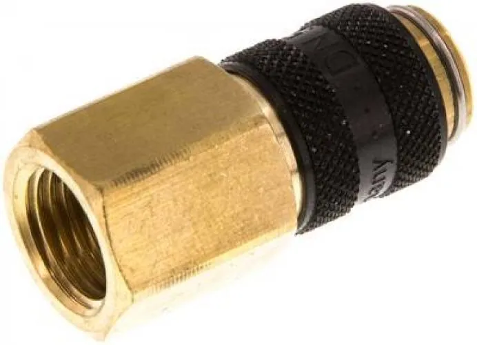 Kupplungsdosen mit Innengewinde, NW 5, Messing, mit schwarzer Schiebehülse, alle Größen von www.pneumatikshop-online.de