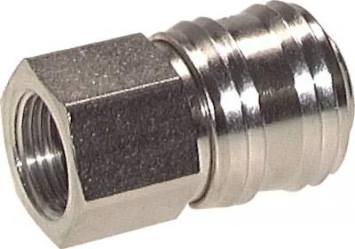 Kupplungsdosen mit Innengewinde, NW 7,2, Messing vernickelt, alle Größen von www.pneumatikshop-online.de