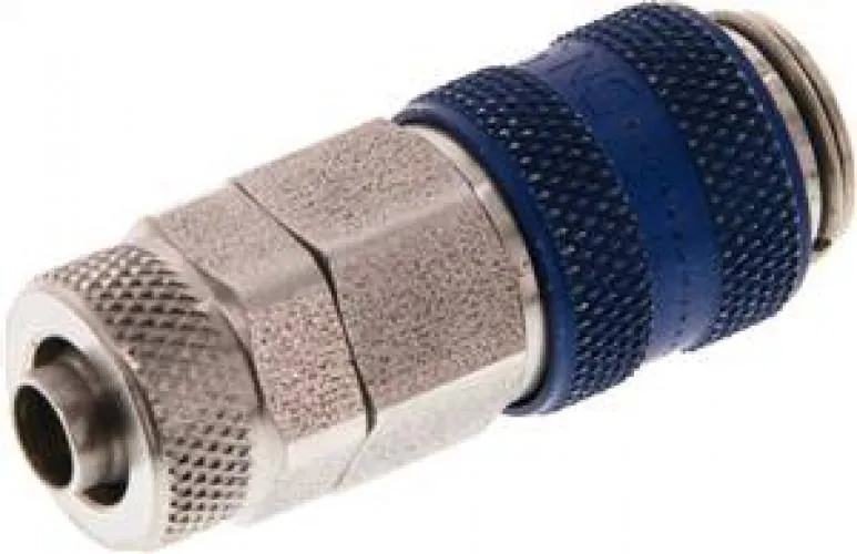 Kupplungsdosen mit Überwurfmutter, NW 5, Edelstahl,1.4305, mit blauer Schiebehülse, alle Größen von www.pneumatikshop-online.de