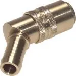 Kupplungsdosen Messing, 45° Winkel, Schlauchtülle OHNE ENTRIEGELUNG, DN 9 (13 mm Zapfen), Temperierkupplung, GSP, kompatibel zu Hasco,alle Größen,Parker, Hydraulik, Mineralöl, Luft, Wasser, Schmieröl, Schlauch, Druckschlauch, Pneumatik