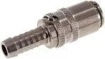 Kupplungsdosen Edelstahl 1.4305, gerade Schlauchtülle MIT ENTRIEGELUNG, DN 6 (9 mm Zapfen), Temperierkupplung, GSP, kompatibel zu Hasco,alle Größen,Parker, Hydraulik, Mineralöl, Luft, Wasser, Schmieröl, Schlauch, Druckschlauch, Pneumatik