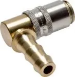 Kupplungsdosen Messing, 90° Winkel, Schlauchtülle MIT ENTRIEGELUNG DN 6 (9 mm Zapfen), Temperierkupplung, GSP, kompatibel zu Hasco,alle Größen,Parker, Hydraulik, Mineralöl, Luft, Wasser, Schmieröl, Schlauch, Druckschlauch, Pneumatik