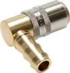 Kupplungsdosen Messing, 90° Winkel, Schlauchtülle MIT ENTRIEGELUNG, DN 9 (13 mm Zapfen), Temperierkupplung, GSP, kompatibel zu Hasco,alle Größen,Parker, Hydraulik, Mineralöl, Luft, Wasser, Schmieröl, Schlauch, Druckschlauch, Pneumatik
