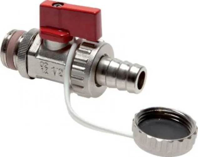 KFE-Kugelhahn Messing vernickelt mit Schlauchtülle PN 10 alle Größen