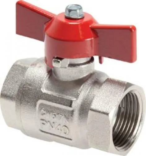 Kugelhahn 2-teilig Messing vernickelt voller Durchgang IG kurze Bauform bis 50 bar mit Flügelmutter lle Größen