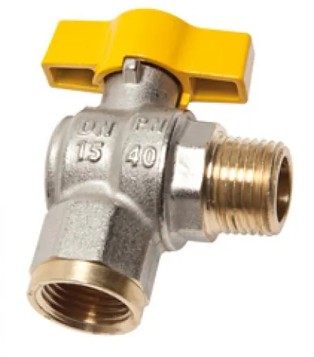 Einschraub-Winkel-Kugelhahn Messing vernickelt DVGW geprüft PN 40 alle Größen