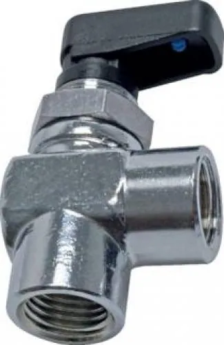 Winkel-Kugelhahn mit Knebelgriff für Schalttafeleinbau Messing verchromt PN 20 alle Größen