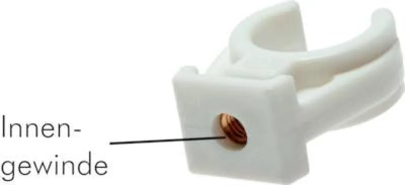 Darstellung Robuster Befestigungsclip für Rohre mit M6 Innengewinde