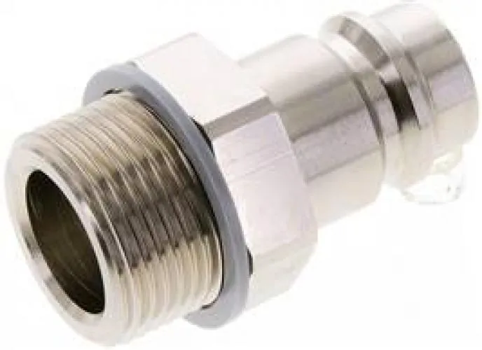 Kupplungsstecker mit Außengewinde, NW 19, Messing vernickelt, alle Größen von www.pneumatikshop-online.de