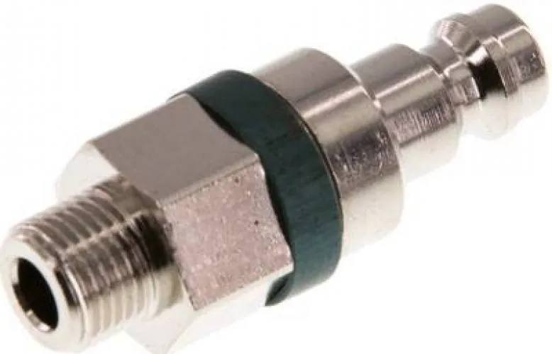 Kupplungsstecker mit Außengewinde, NW 5, Messing vernickelt, mit grüner Farbmarkierung, alle Größen von www.pneumatikshop-online.de