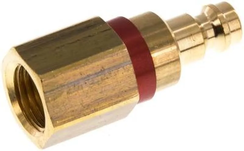 Kupplungsstecker mit Innengewinde, NW 5, Messing, mit roter Farbmarkierung, alle Größen von www.pneumatikshop-online.de