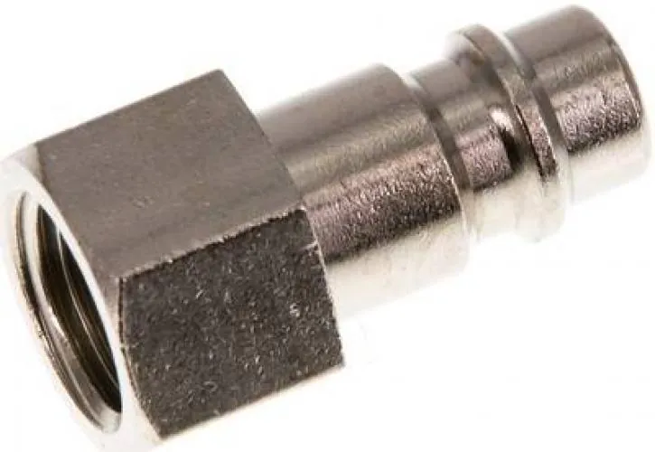 Kupplungsstecker mit Innengewinde, NW 7,2, Messing vernickelt, alle Größen von www.pneumatikshop-online.de