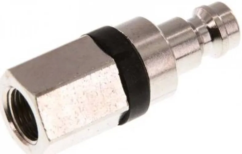 Kupplungsstecker mit Innengewinde, NW 5, Messing vernickelt, mit schwarzer Farbmarkierung, alle Größen von www.pneumatikshop-online.de