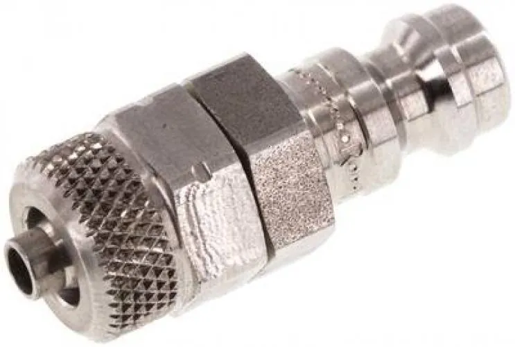 Kupplungsstecker mit Überwurfmutter, NW 5, Edelstahl 1.4404, alle Größen von www.pneumatikshop-online.de