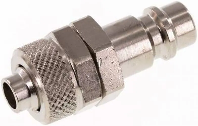 Kupplungsstecker mit Überwurfmutter, NW 7,2, Messing vernickelt, alle Größen von www.pneumatikshop-online.de