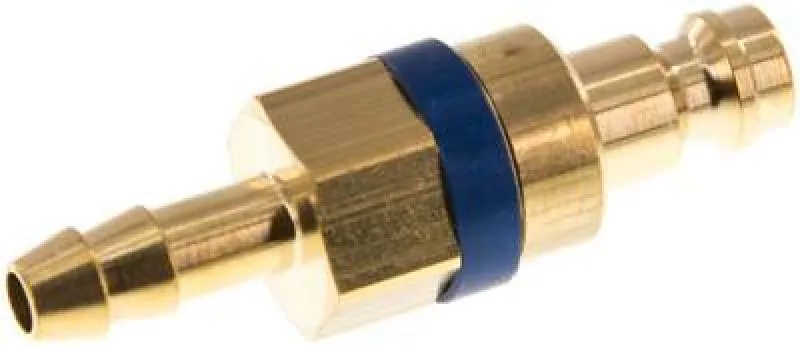 Kupplungsstecker mit Schlauchtülle, NW 5, Messing, mit blauer Farbmarkierung, alle Größen von www.pneumatikshop-online.de