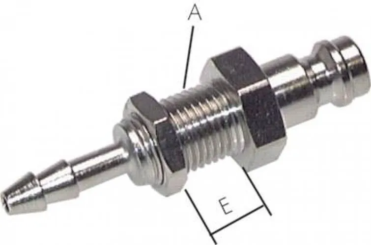 Kupplungsstecker mit Schlauchtülle & Schottgewinde, NW 5, Messing vernickelt, alle Größen von www.pneumatikshop-online.de